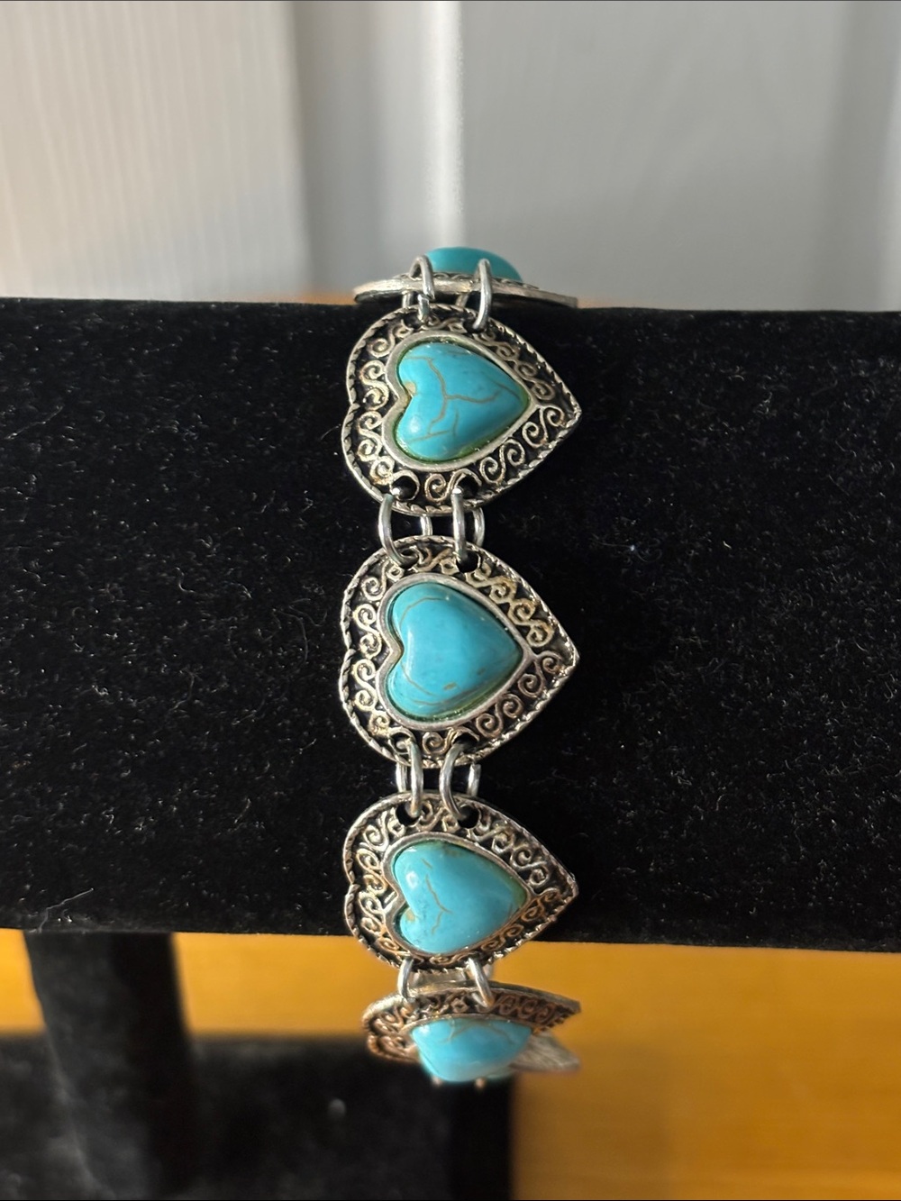 Turquoise Heart Link Bracelet